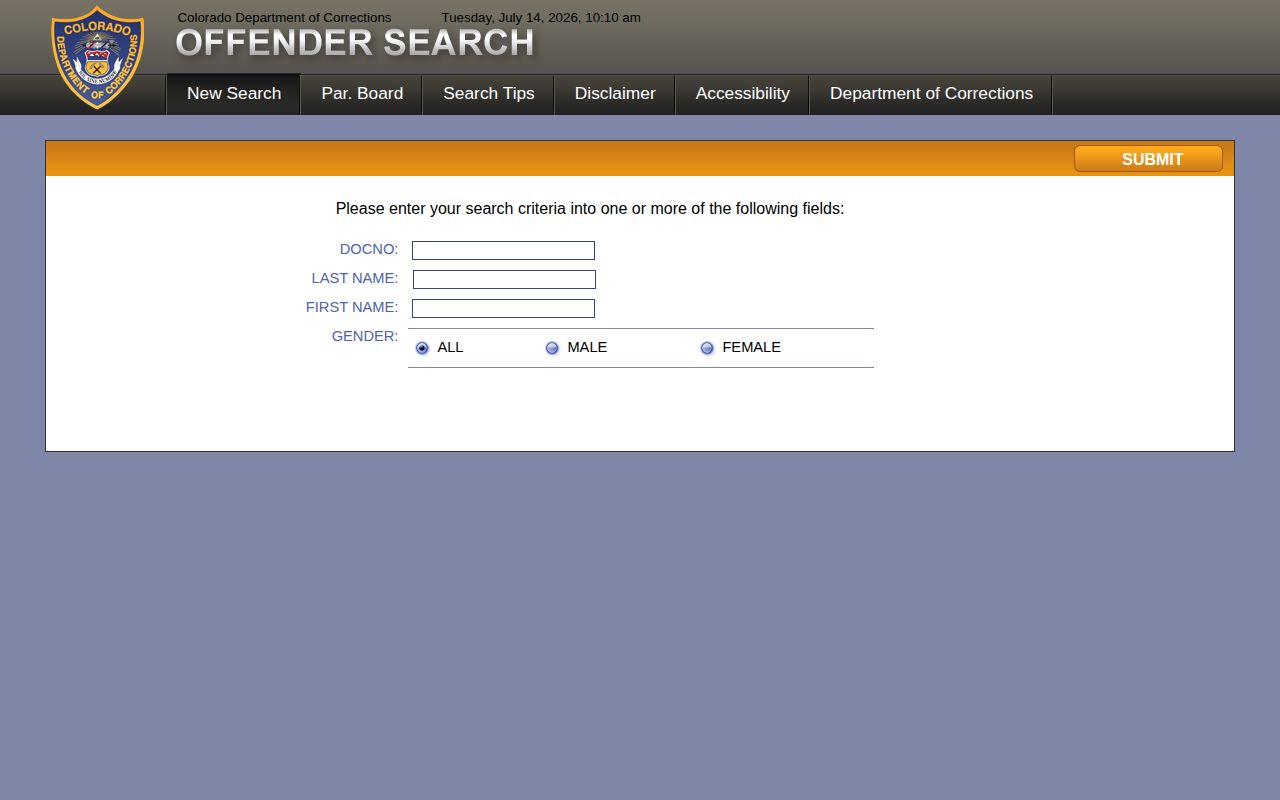 Lincoln County released inmates CDOC offender search fields